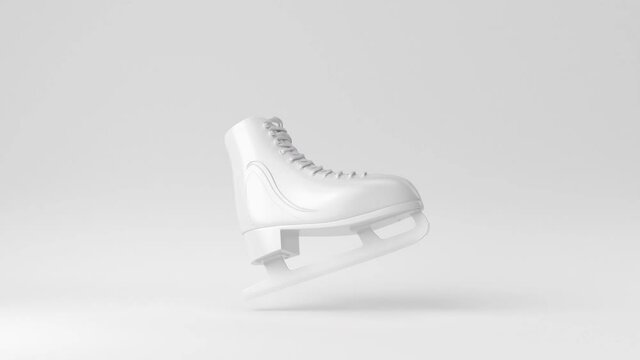 Creative minimal paper idea. Concept white ice skate with white background. 3d render, 3d illustration.
