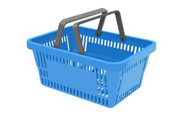 Blue plastic shopping cart isolated on white background. Vector illustration EPS 10.