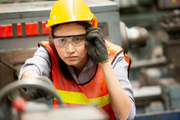 Industrial Engineers in Hard Hats.Work at the Heavy Industry Manufacturing Factory.industrial worker indoors in factory.aged man working in an industrial