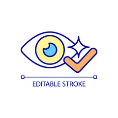 Check for improved sight RGB color icon. Quick and significant improvement in vision. Advantages of laser eye operation. Isolated vector illustration. Simple filled line drawing. Editable stroke