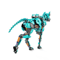 cyber dog walking in white background