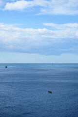 The sea in front of the town of Riomaggiore, Cinque Terre, Italy