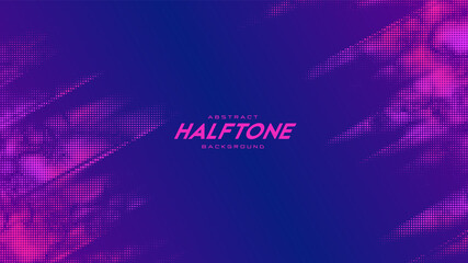 Abstract vector torn monochrome halftone background. Scrathed dotted texture element. Diagonal composition