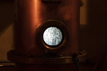 Copper alambic inside distillery