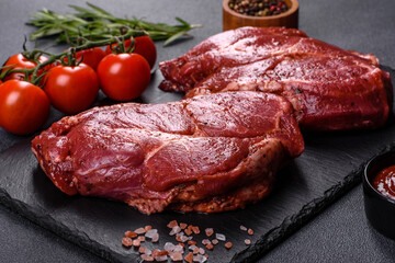 big pork raw meat piece ready for cooking. a piece of pork