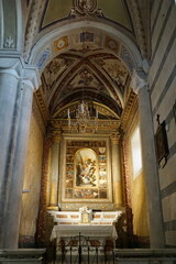 Fototapeta na wymiar Interior of the church of San Pietro in Corniglia, Cinque Terre, Italy