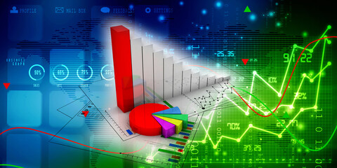 3d rendering Stock market online business concept. business Graph 
