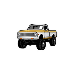 old truck, american retro lifted truck illustration logo vector  © winana