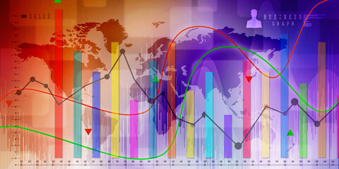 2d rendering Stock market online business concept. business Graph 
