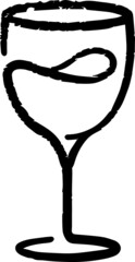 wine glass outline, logo in thin lines. alcohol, for establishments, bars