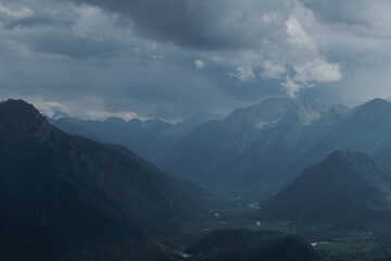 Fototapeta premium Storm in the valley of the Bolshoy Zelenchuk river, tourist resort of Arkhyz.
