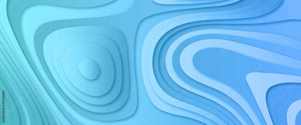 Poster abstract papercut background with waves. abstract papercut and multi layer cutout geometric pattern 