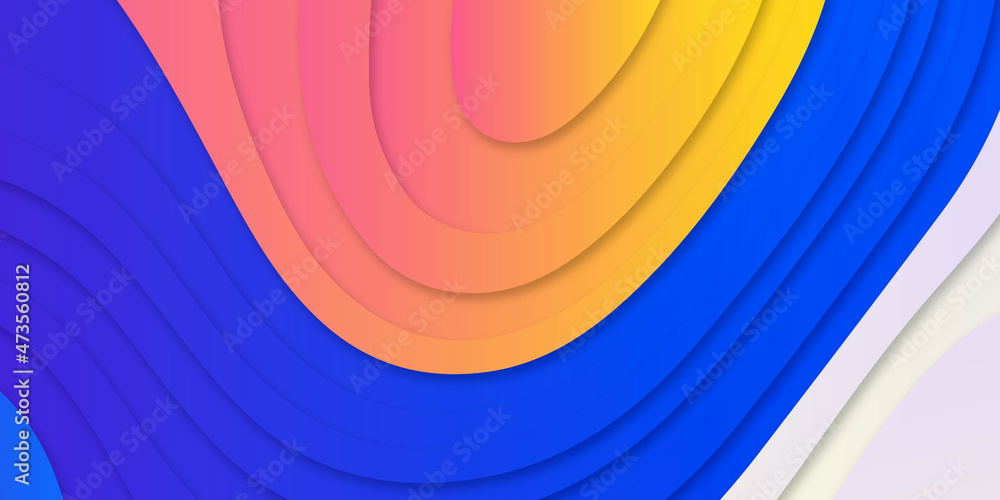 Poster abstract papercut background with waves. abstract papercut and multi layer cutout geometric pattern 