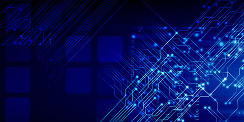 2d illustration Abstract futuristic electronic circuit technology background