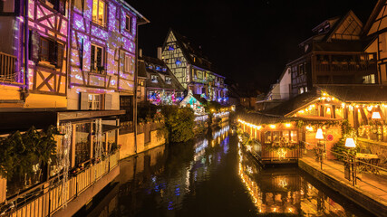 Fototapeta premium Christmas decorations in Colmar in France on December 4th 2021