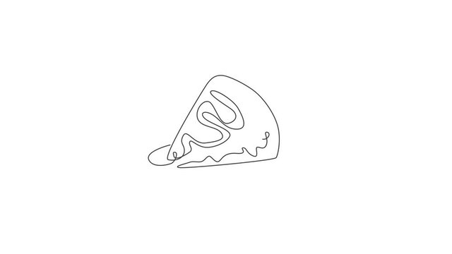 Animated self drawing of one continuous line draw fresh delicious crispy crepes restaurant logo emblem. Sweet snack shop logotype template concept. Full length single line animation illustration.