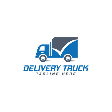 delivery truck logo design concept free vector stock template