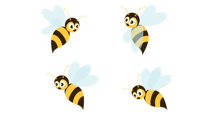 Cartoon bees with google eyes and smiling faces