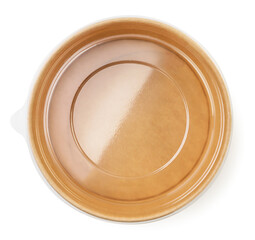 Food container with lid on a white background. Top view