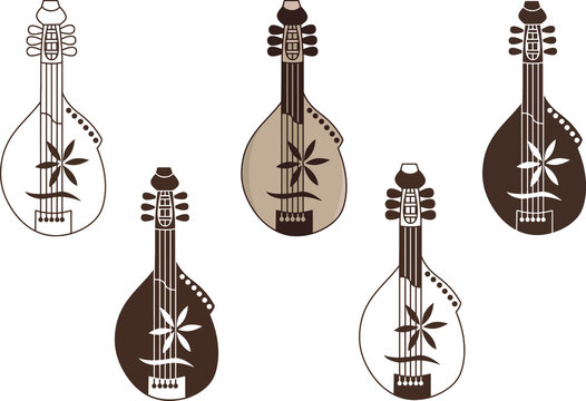 Set of Kobza icon vector illustration sketch 