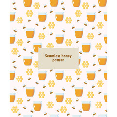 Seamless honey jar pattern on white background