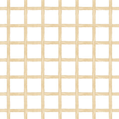 Watercolor seamless pattern with beige check print. Isolated on white background. Hand drawn clipart. Perfect for card, fabric, tags, linens, printing, wrapping.