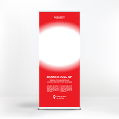 Banner design, roll-up stand for advertising, conferences, seminars, poster template for placing photos and text. Creative background for presentation