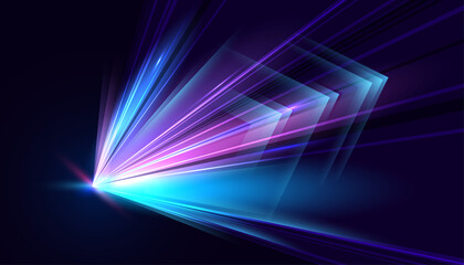 Modern abstract high-speed movement. Dynamic motion light and fast arrows moving on dark background. Futuristic, technology pattern for banner or poster design.