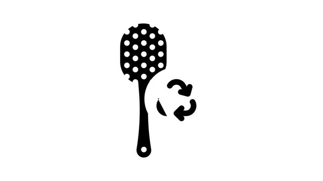 hairbrush zero waste accessory animated glyph icon hairbrush zero waste accessory sign. isolated on white background