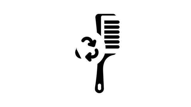 hairbrush zero waste equipment animated glyph icon hairbrush zero waste equipment sign. isolated on white background