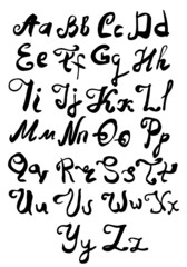 Vector handwritten brush lettering alphabet. Set of letters.