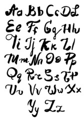 Vector handwritten brush lettering alphabet. Set of letters.