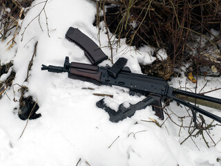 weapon on the snow