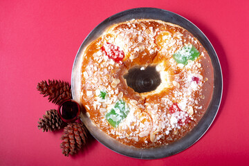 traditional epiphany cake "roscon de Reyes" (Epiphany cake) traditional Spanish confectionery
