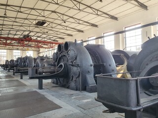 Machines in the famous machine hall of the former Hansa coking plant in the Dortmund, North rhine-westphalia, Germany