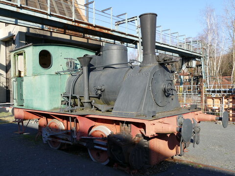 This old Locomotive in the former Hansa coking plant in the Dortmund suburb of Huckarde is part of the industrial heritage route in Dortmund, North Rhine-Westphalia, Germany