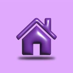 icon purple home vector 3d illustration concept