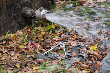 burst  water pipeline