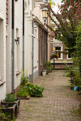 Fototapeta na wymiar A narrow street in the medieval center of Amersfoort, the Netherlands
