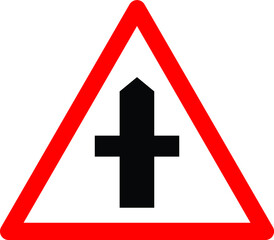 triangle road sign crossroad ahead