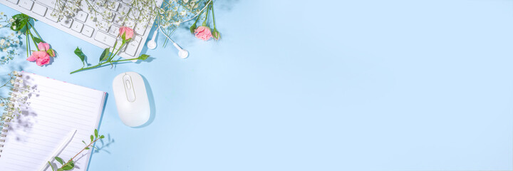 Cute spring office flatlay background