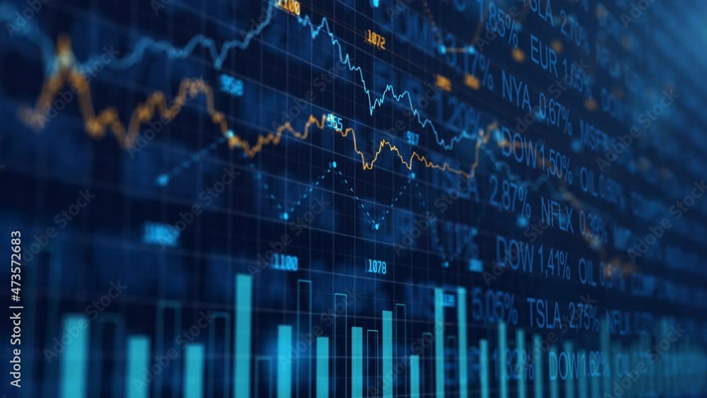 Poster stock market and information of exchange with data of price on market wall. change and volume. finan