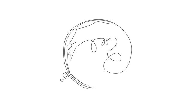 Animation of one line drawing of fishing club lover and fisherman logo icon symbol illustration. Holiday traveling for fishing hobby concept. Continuous line self draw animated. Full length motion.