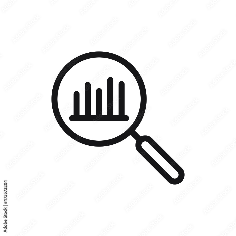 Poster chart and magnifying glass simple line vector icon. finance monitoring outline icon. linear style si