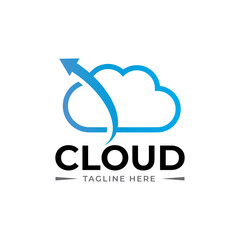 cloud blue simple internet technology logo icon vector template.