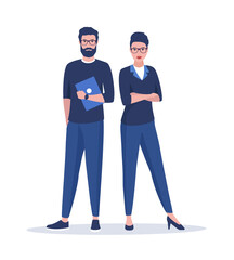 A team of people. Colored flat illustration. Isolated on white background. 