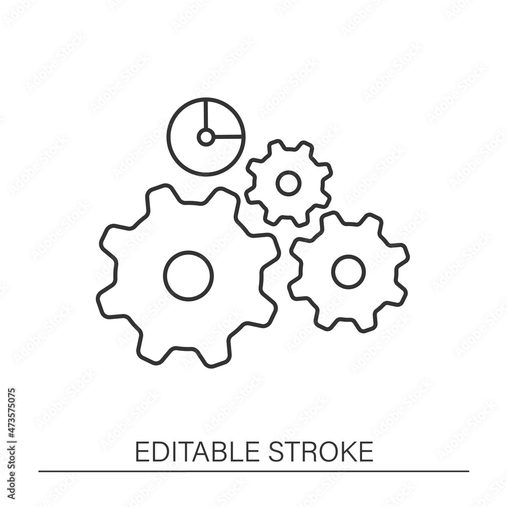 Poster increased efficiency line icon. cogwheels. deadlines. successful tasks. business automation concept.