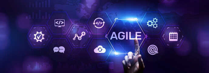 Agile flexible software development technique. Technology concept.