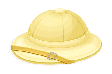 Hat of archaeologist, safari headgear vector illustration isolated on white