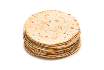 Grilled pitta bread isolated on white background.